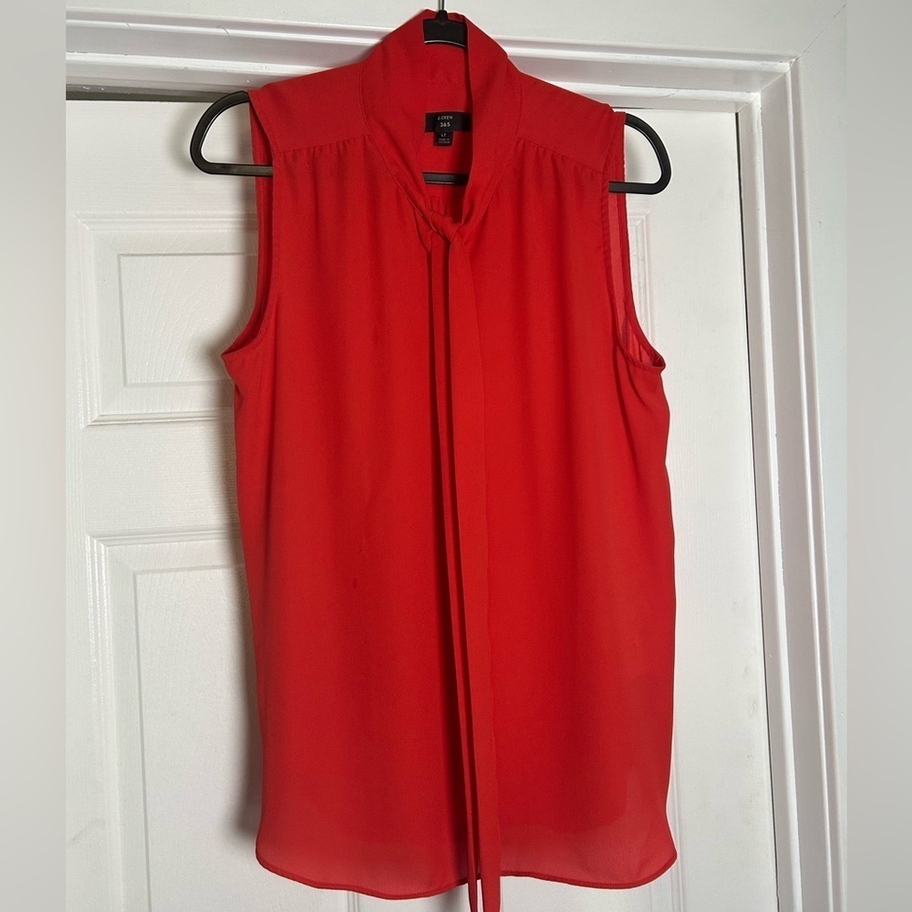 J. Crew Red Sleeveless Mandarin Collar Blouse